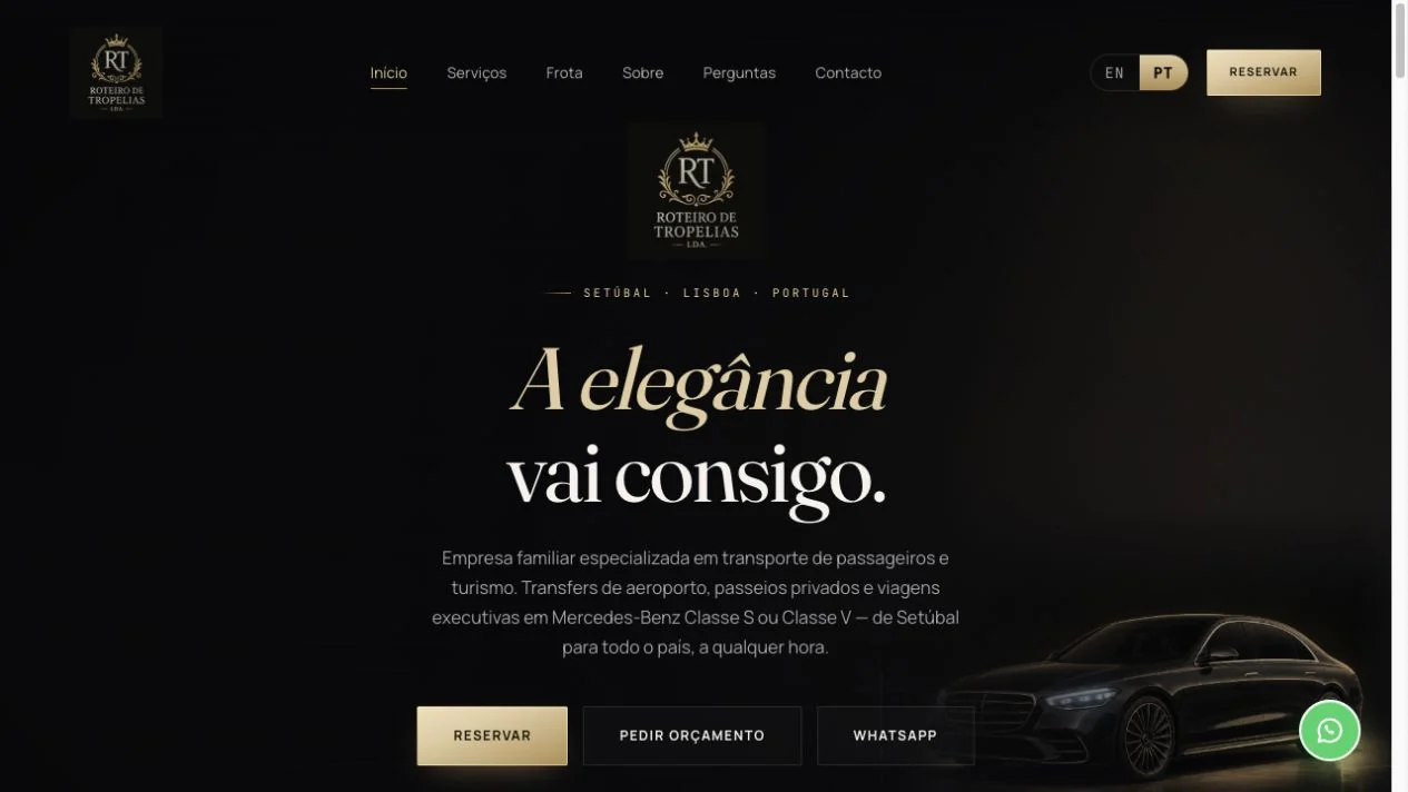 Website de transportes e turismo da Roteiro de Tropelias
